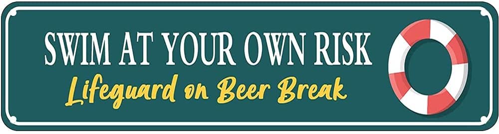 Swim at Your Own Risk Retro Tin Signs Aluminum Metal Sign for Kitchen Home Garden Wall Bar Cafe Decor 4x16 Inch