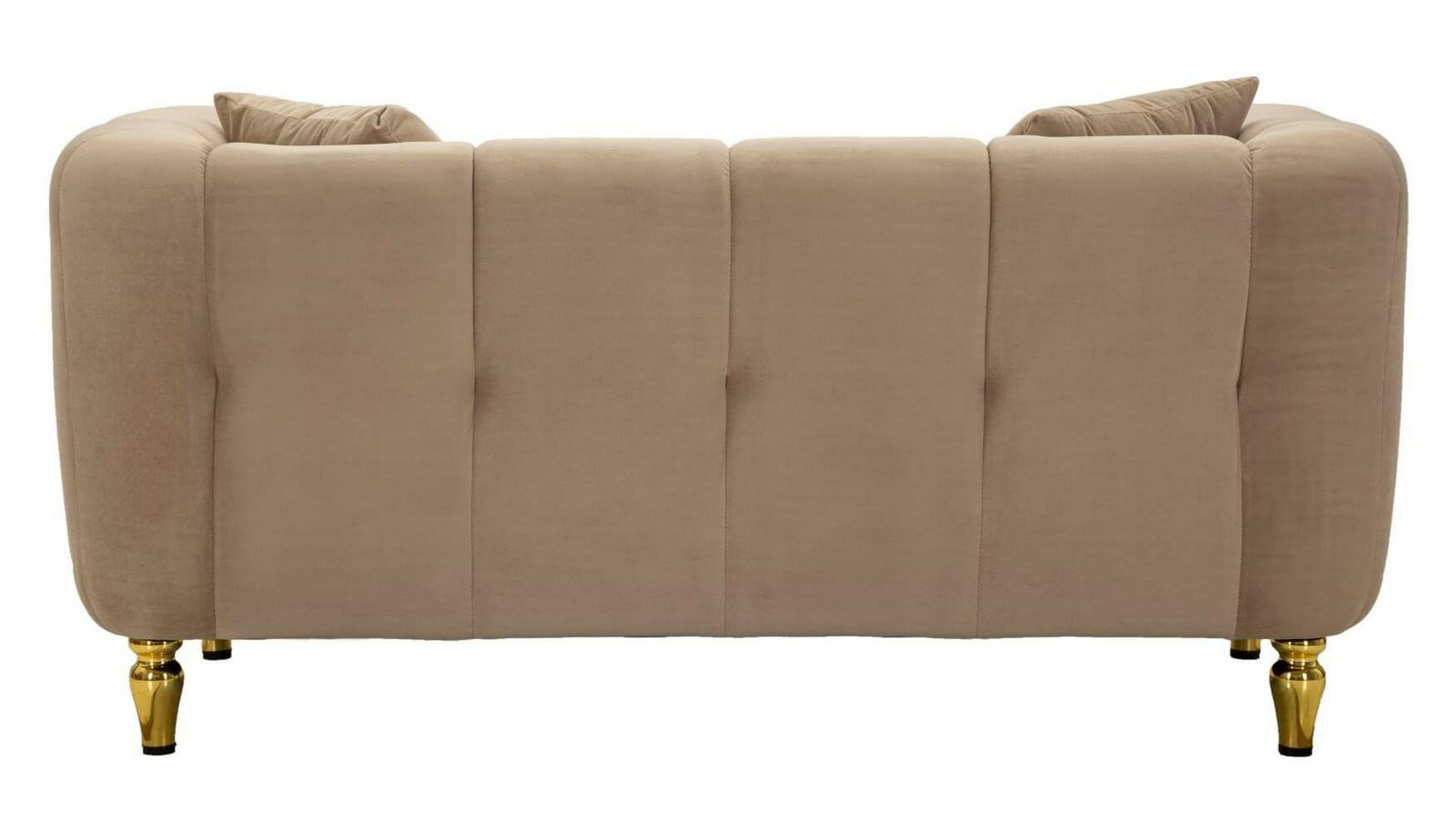 Dmora - Divano fisso 2 posti Japura, Sofà dritto, Divanetto per salotto, Poltrona matrimoniale, 81 x 155 h71 cm, Grigio e Oro