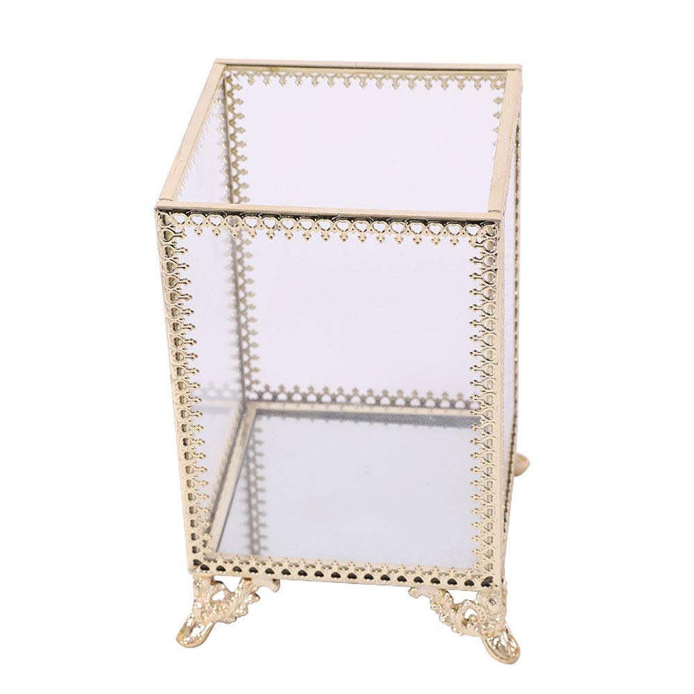 Multifunction DIY Makeup Brushes Box Organizer Case Holder Makeup Storage Beauty Container Cosmetic Display Box (Gold)-image-44