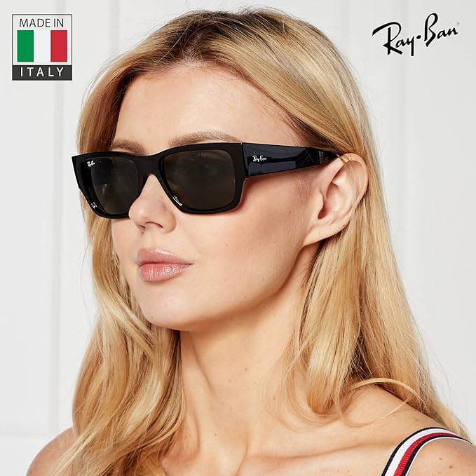 Image of Ray-Ban RB0947S CARLOS Rectangle Shaped Sunglasses for Men & Women with Official RAYBAN Eyewear Kit