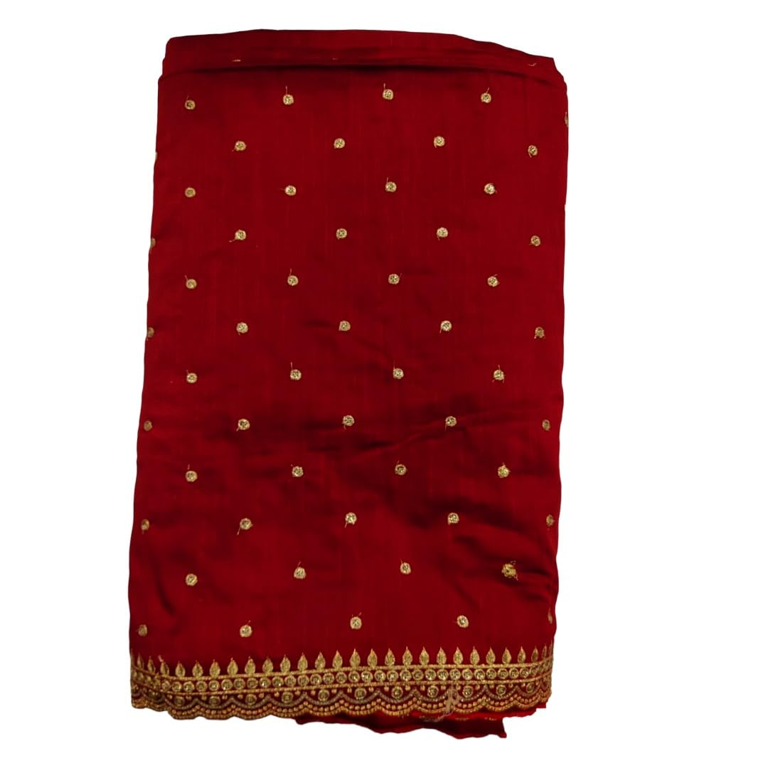 Dupion Silk Maroon Embroidery Work Blouse fabric, 1 Meter Unstitched Fabric-image-13