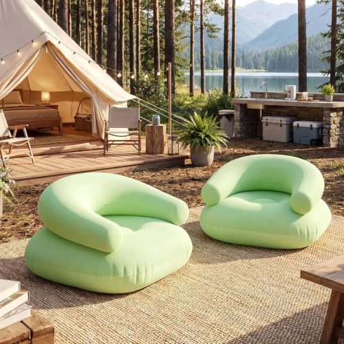 Puf inflable y sofá portátil de exterior con silla plegable de camping 8