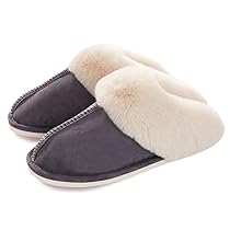 Misolin Pantofole Scamosciate da Donna Uomo Invernali Interne Ciabatte Casa Morbida Autunno Inverno Memoria Schiuma Pavimento Indoor Outdoor,Grigio Scuro XL(295)=40.5-42 EU