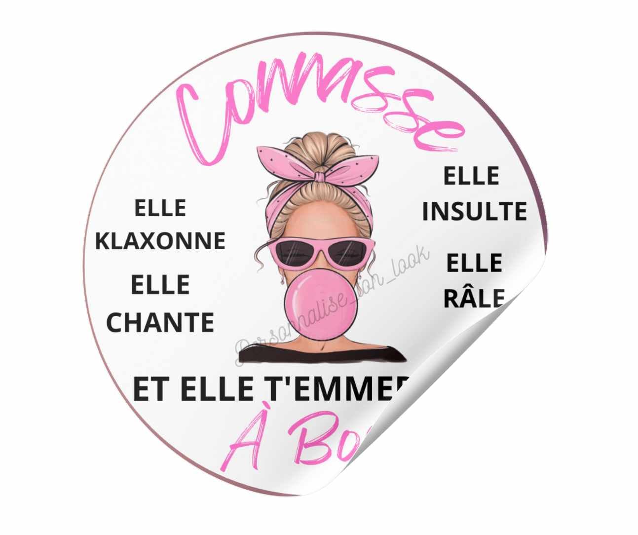 Autocollant de Voiture Humoristique Connasse à Bord Sticker Drôle pour Véhicule Blonde