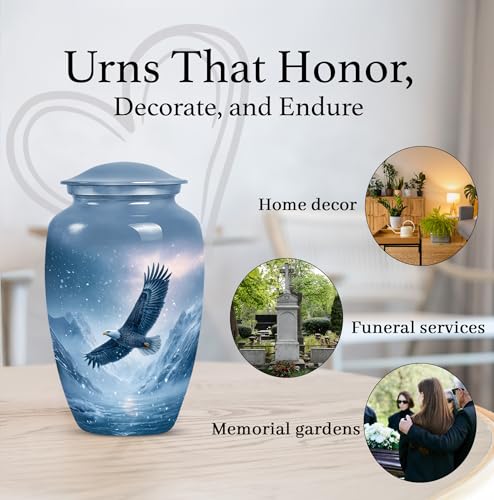 Image of Eagle Urns for Human Ashes Adult Man, Cremation Urns for Human Ashes, Memorial Urn for Adult Male, Large Urn for Ash, (10 Inch, 200 Cubic Inches)