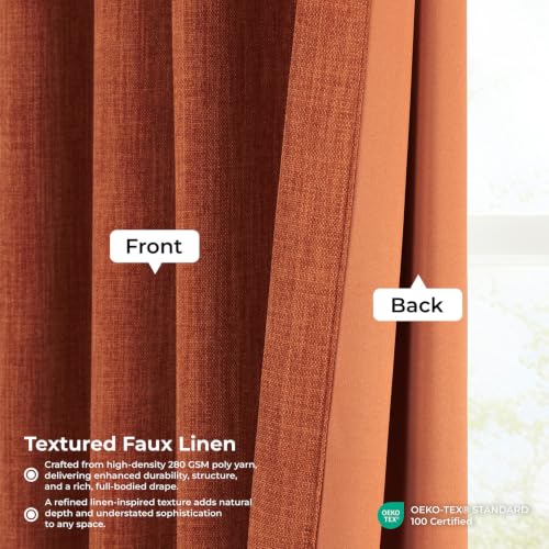 Image of HPD Half Price Drapes Grommet Linen Curtains 84 Inches Long Room Darkening Curtains for Bedroom & Living Room (1 Panel), 50W x 84L, Desert Orange