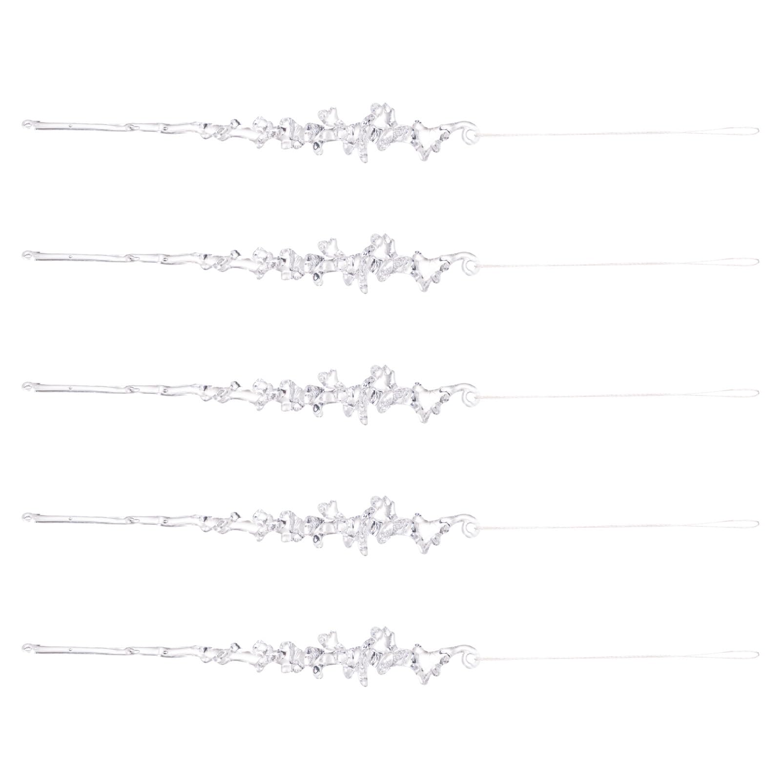 Buxuaaaa 5 Crystal Like Strong Ice Pendants Christmas Deck Suspended Ornamentation for Firepit Curtains Holiday Theme Permanent Acrylic Christmas Ornamentation