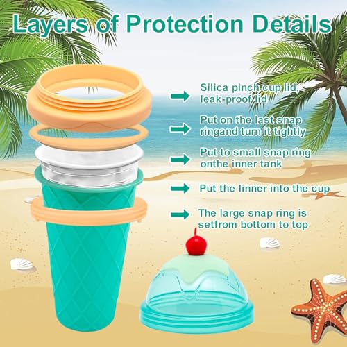 Slushie Maker Cup – DIY Magic Quick Frozen Smoothies Becher für hausgemachte Milchshake-Eismaschine, Kühlbecher, doppellagiger Squeeze Slushy Maker Cup, Geburtstag lustige Geschenke für Kinder & – Bild 5
