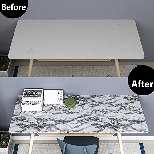 Image of Self Adhesive Wallpaper for Furniture,Almirah,Table Top,Wardrobe,Kitchen,Cupboard Decal & Door| Kitchen Wall Paper Sticker DIY PVC Self Liner Vinyl Stickers. (White Gray Marble, 16x200 Inch)
