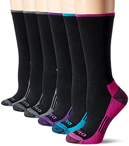 Dickies Women's Dritech Advanced Moisture Wicking Crew Sock (6/12 Packs), Black Fashion