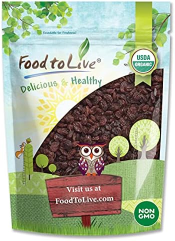 Organic Sultana Raisins, 1.5 Pounds – Non-GMO, Unsweetened, Unsulfured, Lightly Coated with Organic Sunflower Oil, Vegan, Paleo Friendly, Bulk. No Sugar Added. Vitis Vinifera Linne