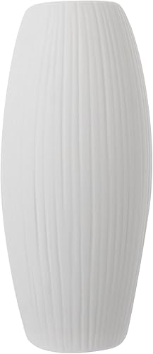 Veemoon Jarrón de cerámica blanca de decoración china, jarrón alto de piso rústico, florero de mesa de cerámica para decoración del hogar, florero