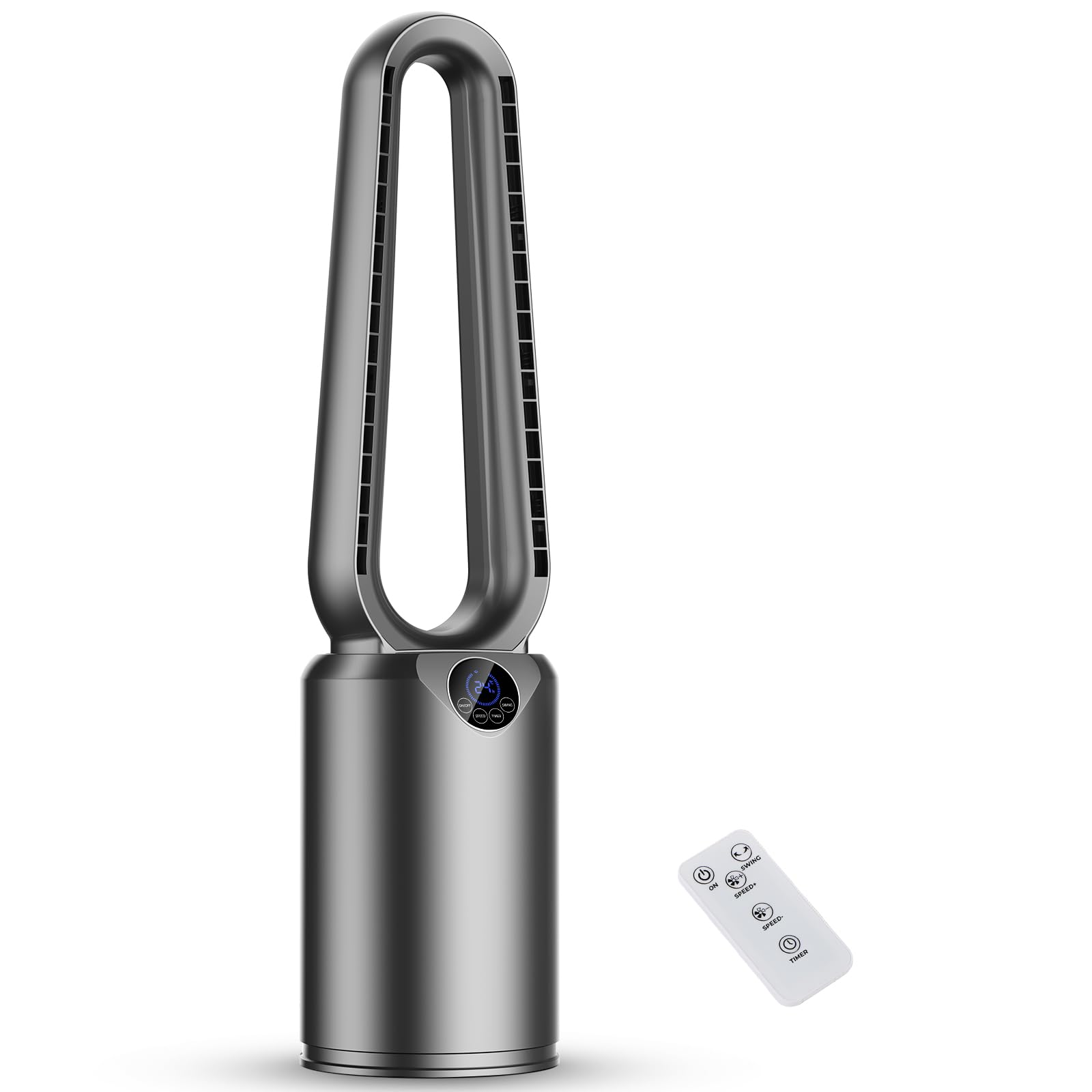 Ventilateur Colonne Sans Pales 85 cm - Ventilateur Tour Silencieux 20dB avec 24 Vitesses, Vitesse Maximum 9,7 m/s, Oscillation à 90°, Minuterie 12H, Télécommande et Tactile pour Grande Chambre