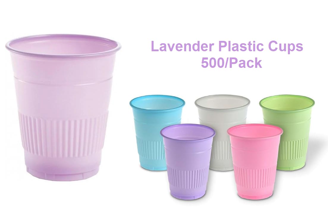 American Goods 500/Cs Lavender Plastic Cups 5oz. Disposable Heavy Duty Dental Office Cups Double Coated Comfort Cups for Dental, School, Office, Party