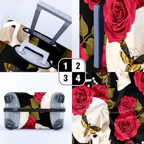 Travel Luggage Cover Suitcase Protector Scratch-Resistant Fit Not Included Suitcase Skull With Flowers And A Moth XL-30-32in4