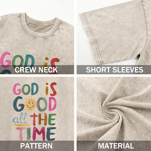 Image of Christian Shirts for Women Oversized God is Good Tshirt Vintage Religious Jesus Tees Inspirational Bible Verse Tops