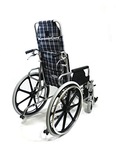 Image of KosmoCare Recliner Light Foldable Wheelchair with Aluminium Frame | Foldable Wheelchair | Wheel chairs for old people | Recliner Wheel chair | Manual Mobility Aid Comfortable 18 inch wide seat |