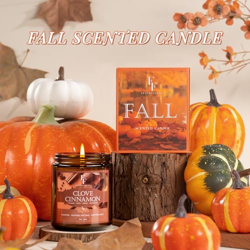 Image of Fall Candle, Clove Cinnamon Scented Candles for Home, Natural Soy Autumn Candle Aromatherapy Candle, 7 oz Jar Candles Fall Gifts for Women Men