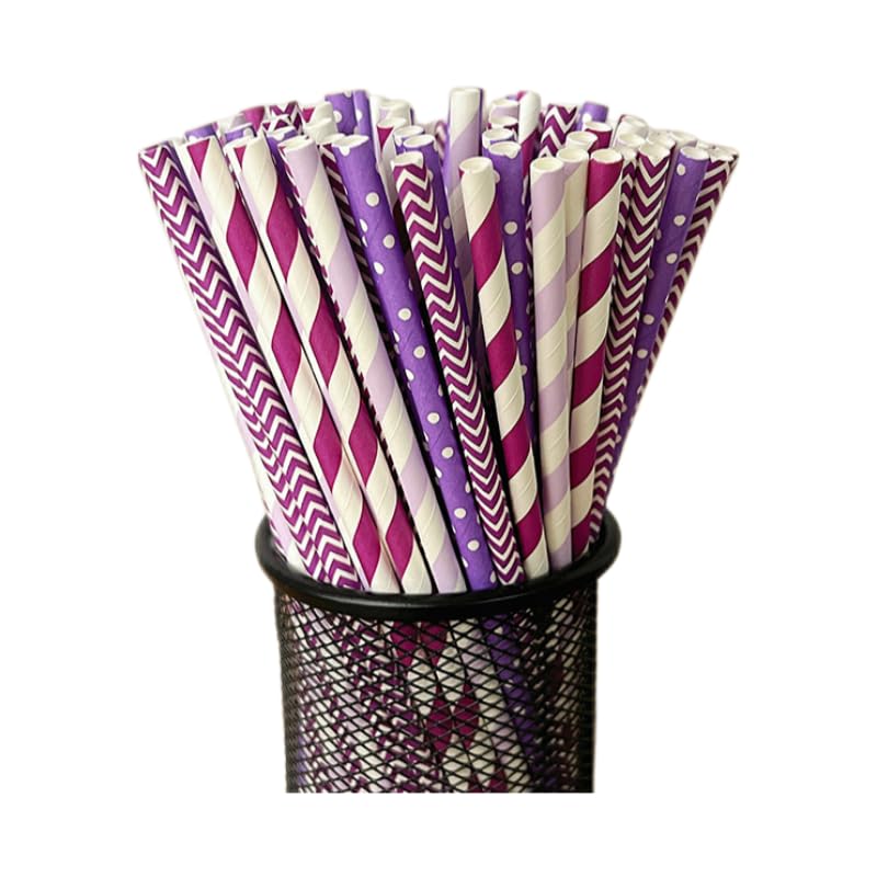 100 pitillos biodegradables de papel coloridos y rayados miniatura 1