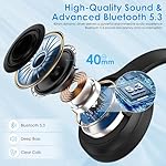 Active Noise Cancelling Headphones, Wireless Over Ear Bluetooth Headphones,100H Play Time Bluetooth Headphone with Microphone,Lightweight and Foldable Comfortable Deep Bass for Work/Gym Black - Image 4