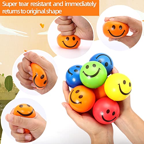 24-Pack-Stress-Balls-Bulk25-Inch-Face-Squeeze-BallsSmile-Face-Stress-BallsParty-Favor-Soft-BallsStress-Relief-Balls-for-Finger-Exercise-School-Carnival-RewardAssorted-Colors-Random