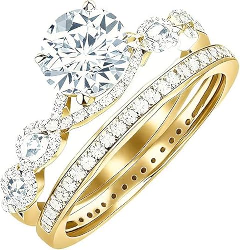 1 CT Moissanite 10k 14k 18k Gold Engagement Rings For Women Bridal Ring Set Round Diamond Pave Set Anniversary Wedding Bands - Main Image