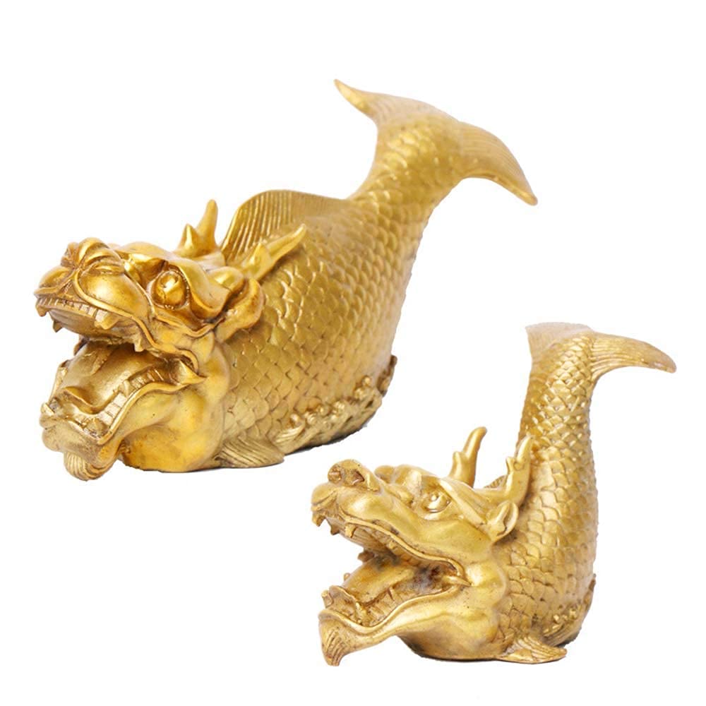 Escultura Decorativa Moderna, Estatuas De Dragón Y Pez Zodiacal De Latón Puro, Figura Decorativa China Feng Shui para El Hogar Y La Oficina, Escultura De Riqueza Y Buena Suerte, Una Escultur