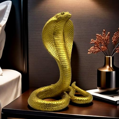 Estatua grande de serpiente King Cobra de 10 pulgadas miniatura 2