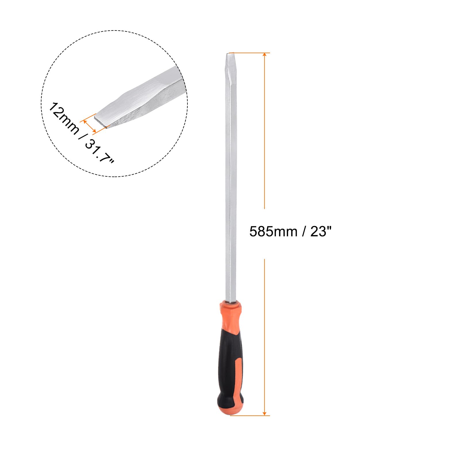 HARFINGTON 2pcs Slotted Screwdriver 12mm Flat Head Impact Demolition Driver with 16