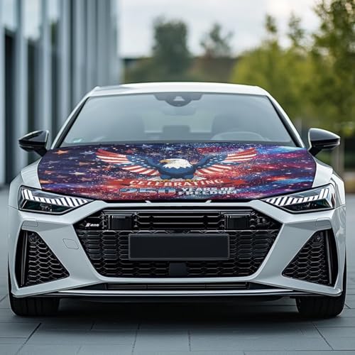 Image of American 250 Anniversary Hood Wraps for Cars Hood Wrap Protector Washable Car Hook Elastic Fabrics Can be Washed Hook Wraps