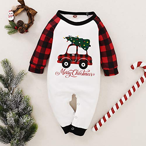 NCONCO Baby Romper Peuter Vrolijk Kerst Plaid Mouw Jumpsuit voor Peuter Meisje Jongen - Afbeelding 5