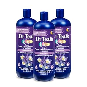 Dr Teal’s Kids 3-in-1 Sleep Bath: Bubble Bath, Body Wash & Shampoo with Melatonin & Essential Oil, 20 fl oz (Pack of 3)