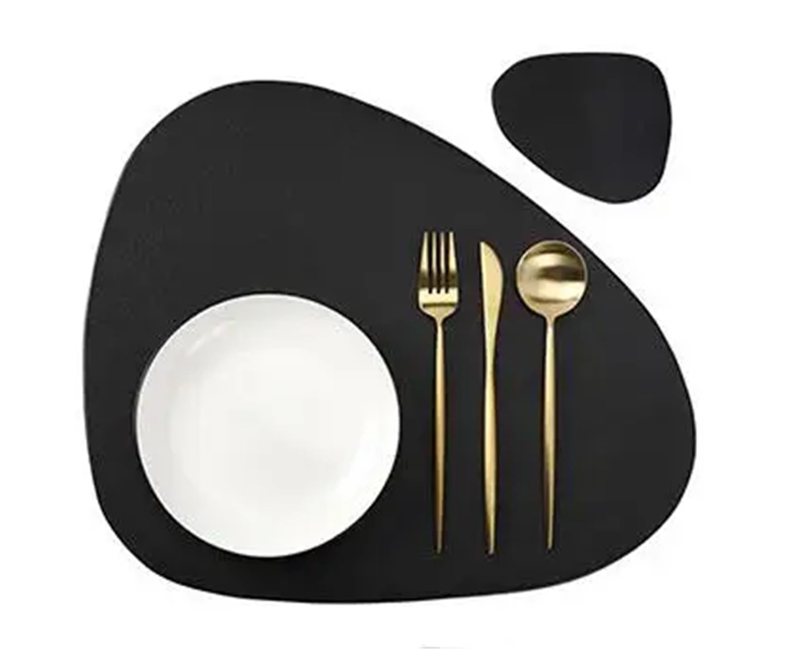 Placemats And Coaster Sets 1/4/6Set Halloween Placemat with Coaster Tableware Pad Heat Insulation Leather Western Tablemat(Black,Black)