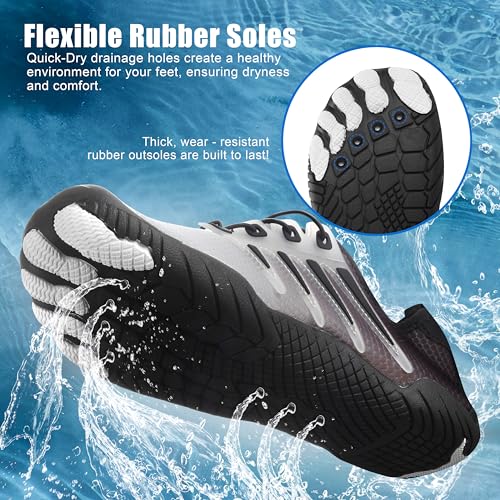 Water Shoes for Men Women, Quick-Dry Barefoot Aquashoes for Beach Swim, Water Sports Like Surf Kayak Yoga, Water Park4