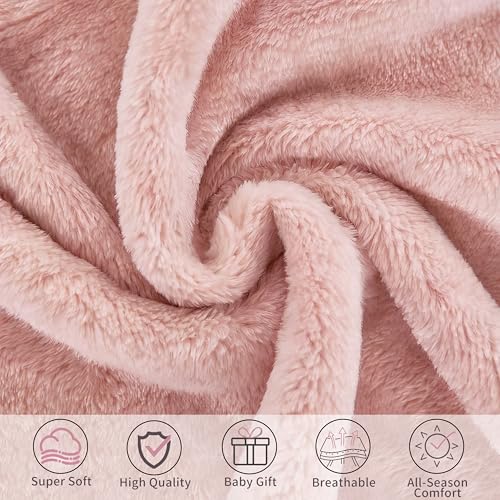 Image of Pro Goleem Baby Blankets for Girls with 2 Inch Satin Trim, Super Soft Plush Receiving Blanket for Infant Toddler Newborn, Fleece Cozy 30x40 Inch Crib & Stroller Blanket (Pink)