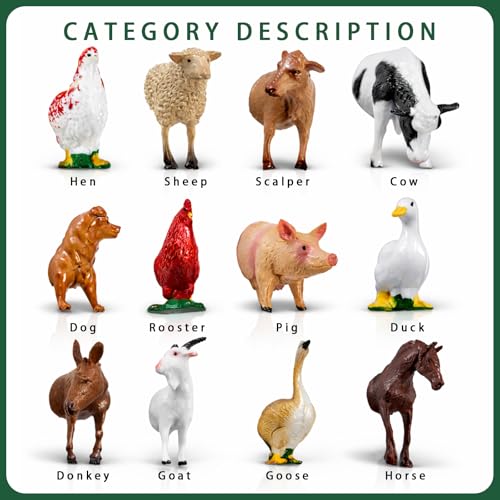 Set 12 Imanes 3D Animales de Granja para Refrigerador miniatura 3