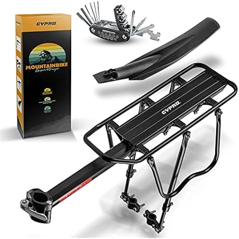 CYPAQ Gepäckträger Mountainbike - Verstellbarer Fahrradgepäckträger mit abnehmbarem Schutzblech - Stahl + Aluminiumlegierung Cover