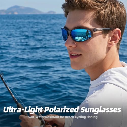Image of FAGUMA Polarized Sports Sunglasses For Men UV400 Protection | Cycling Driving Fishing
