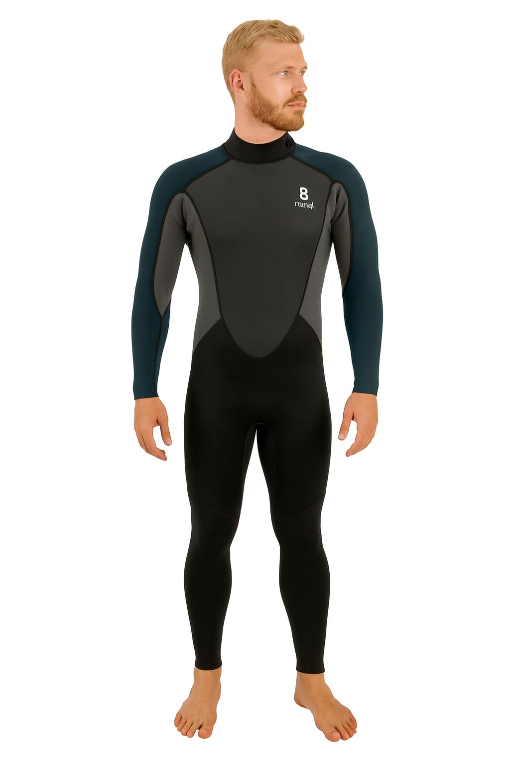 Matai Wetsuits Mens 3/2mm Neoprene Super Stretch Back Zip Full Length Wetsuit for Surfing Swimming SUP Canoe Kayak Sailing Windsurfing (S, Black/Navy) โ image 1