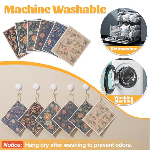 Image of JOYMOOP 6 Pack Dishcloths for Kitchen, Reusable Paper Towels Washable, Absorbent Non-Scratch Dish Cloths for Washing Dishes, Quick-Drying Cleaning Rags for Cookware and Household, 6.7x7.9 Inch