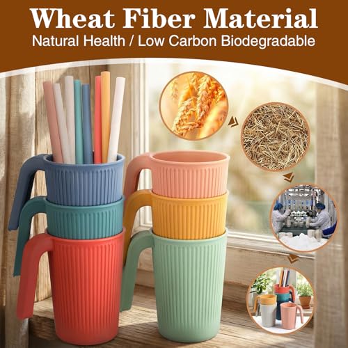 Set 8 Tazas de Café de Pajilla de Trigo 12oz Multicolor miniatura 3