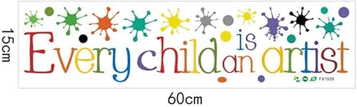 Orange Can Every Child is an Artist - Calcomanías de pared para niños, decoración de aula de arte, pintura de crayón con citas de artistas,