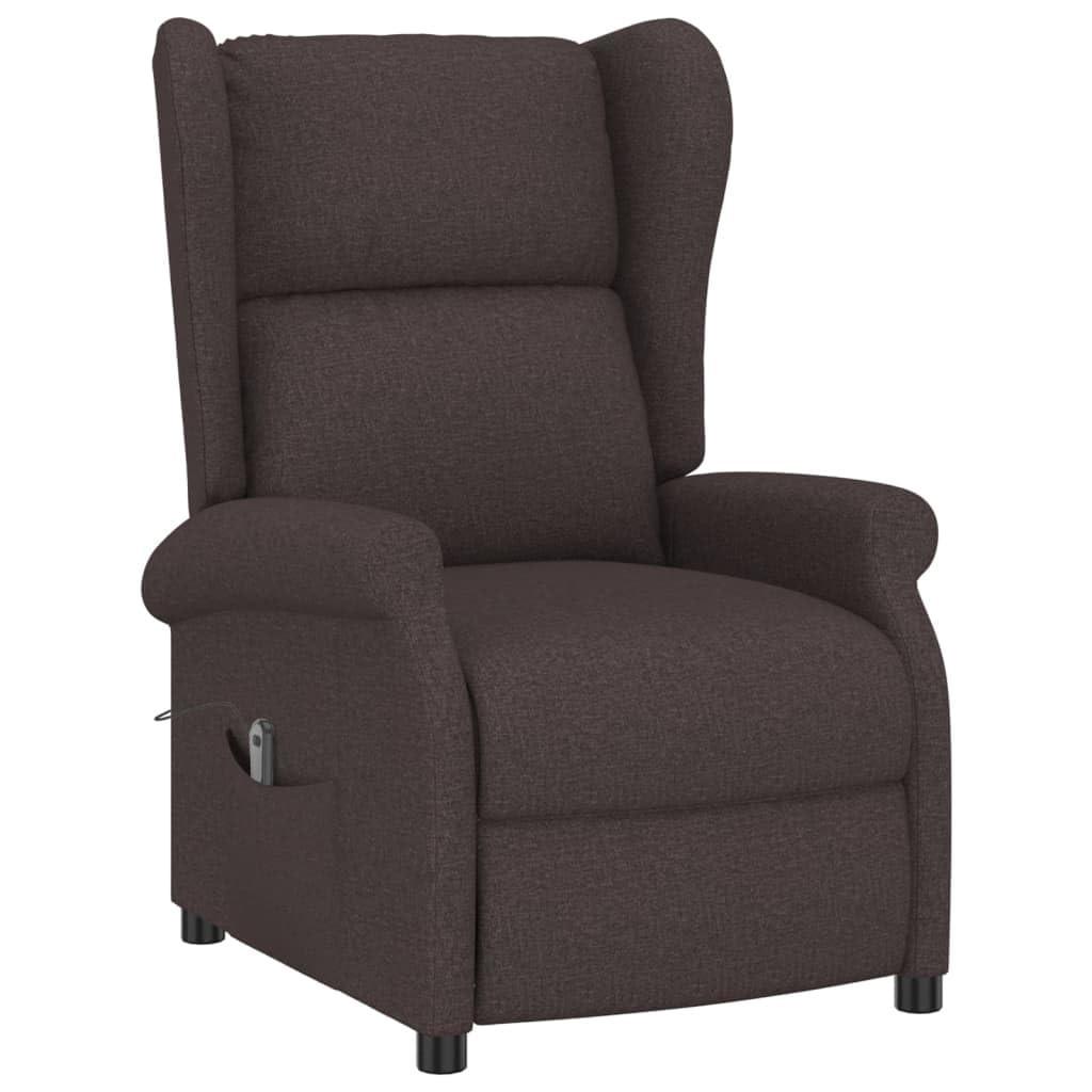 Sillón con orejeras eléctrico con función reclinable, color marrón oscuro, tapizado con reposabrazos y núcleo de muelles, sillón relax para salón y rincón de lectura, función giratoria y gran