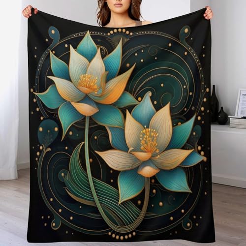 Manta para sofa de forro polar calida y mullida con flores 2