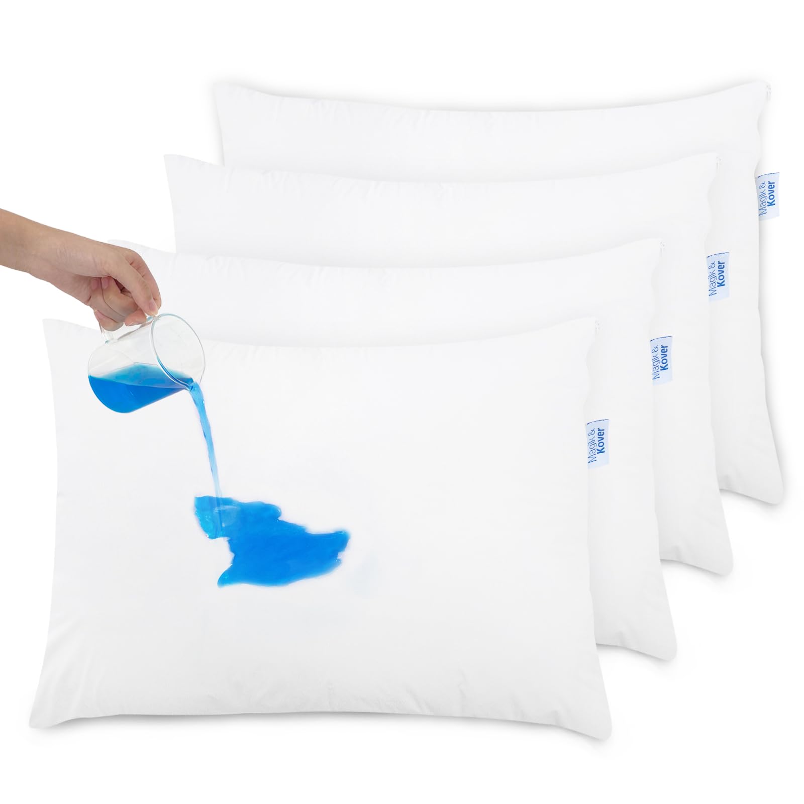 Pillow Protector 4 Pack Waterproof, 20 x 26 Inches Pillow Protectors with Zipper Standard Size, Breathable Waterproof Pillow Protector, White Pillow Covers Machine Washable