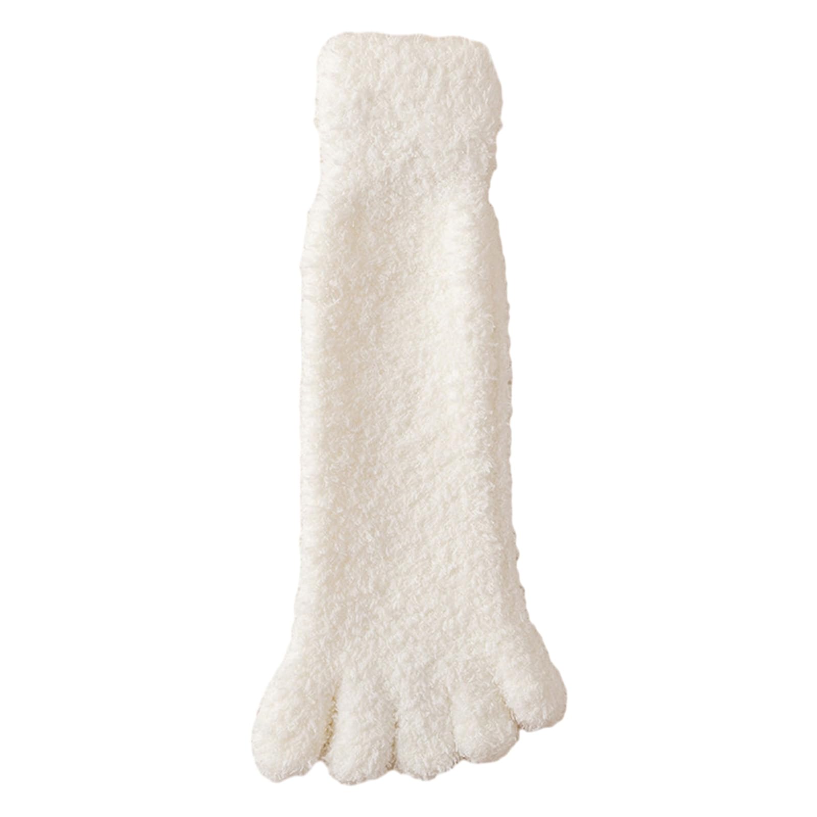 Alloneslife Unisex Milky White,One Size Womens Fuzzy Toe Socks Solid Color Winter Thick Thermal Warm Coral Fleece Furry Five Finger Socks For Casual Home Sleep(Milky White,One Size)