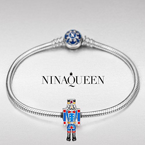 NINAQUEEN Nutcracker Charms Fits Charms Bracelets Sterling Silver Bead Charm Birthday Valentines Mothers Day Christmas Gifts for Women Her Mom Wife Mother Girls Graduation Blue - Thumbnail 7