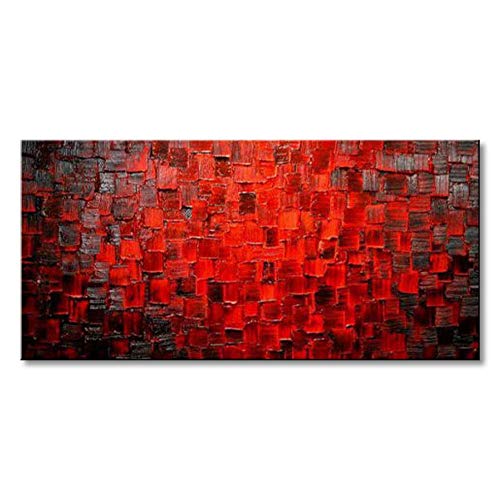 Hand Painted Modern Oil Painting Texture Red Abstract Canvas Wall...