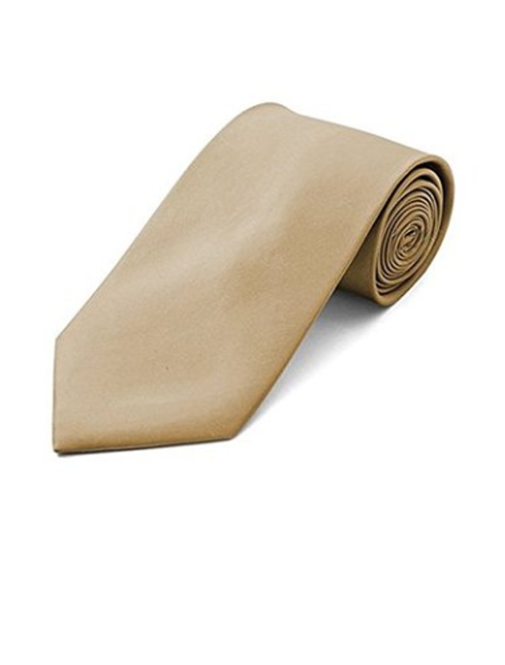 Constantwealth Men's Washable Satin-Finish Solid Tie in champagne Color