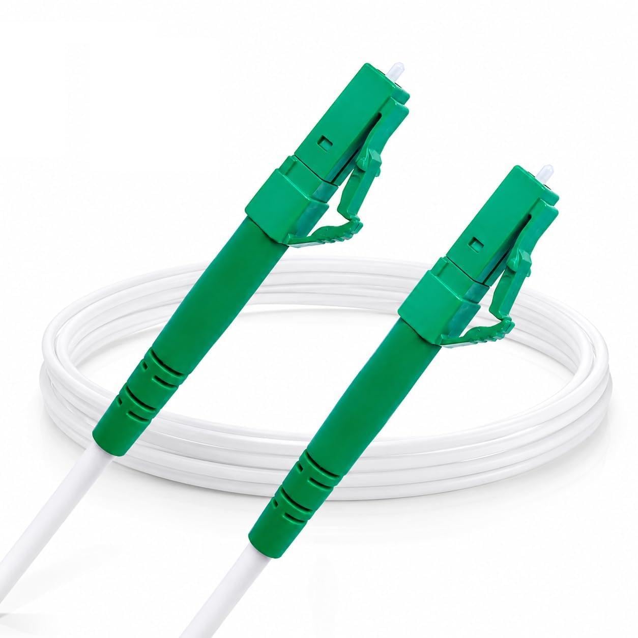 Elfcam - 1,5m Glasfaserkabel LC/APC 9° auf LC/APC 9°, OS2 Singlemode Simplex 9/125µm, FTTH LWL Kabel für Deutsche Telekom, G.657.A2/B2, Weiß